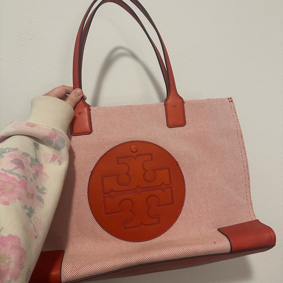 Tory Burch Ella Orange Canvas Tote
